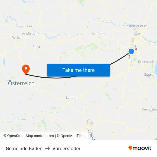Gemeinde Baden to Vorderstoder map