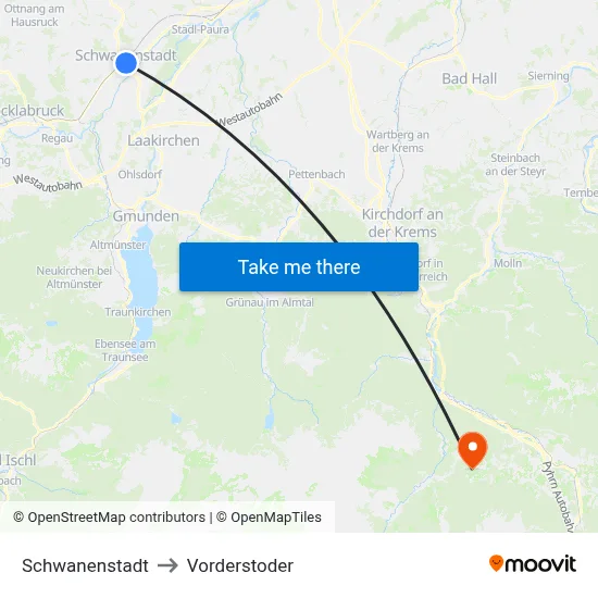 Schwanenstadt to Vorderstoder map