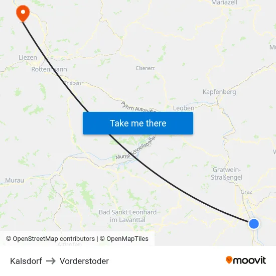 Kalsdorf to Vorderstoder map