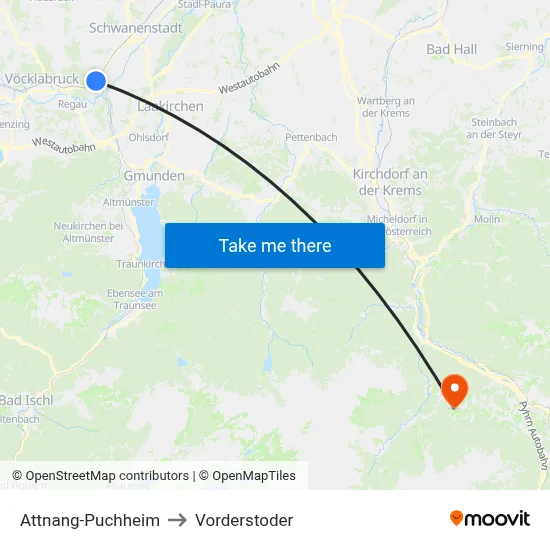 Attnang-Puchheim to Vorderstoder map