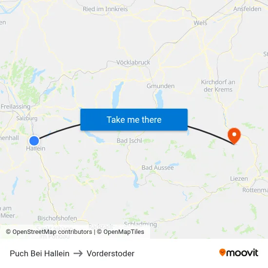 Puch Bei Hallein to Vorderstoder map