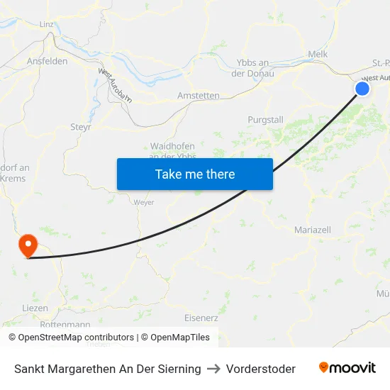 Sankt Margarethen An Der Sierning to Vorderstoder map