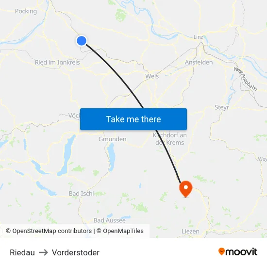 Riedau to Vorderstoder map
