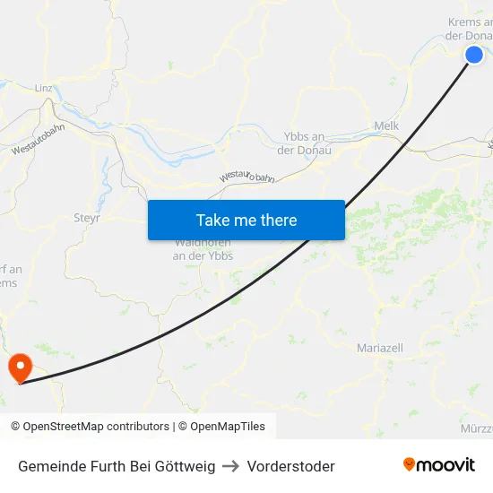 Gemeinde Furth Bei Göttweig to Vorderstoder map
