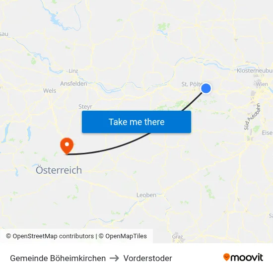Gemeinde Böheimkirchen to Vorderstoder map