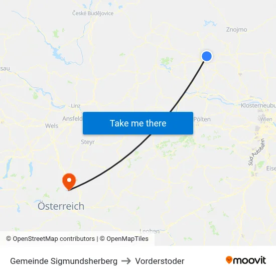 Gemeinde Sigmundsherberg to Vorderstoder map
