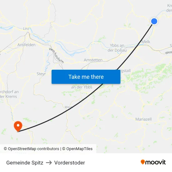Gemeinde Spitz to Vorderstoder map