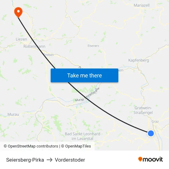 Seiersberg-Pirka to Vorderstoder map