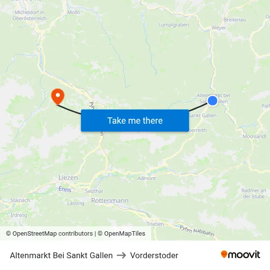 Altenmarkt Bei Sankt Gallen to Vorderstoder map