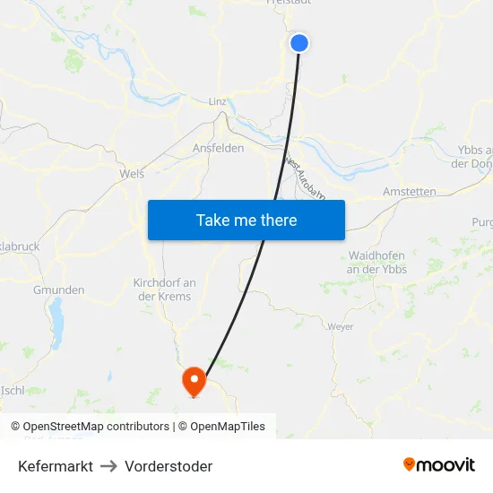 Kefermarkt to Vorderstoder map