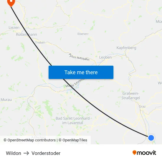 Wildon to Vorderstoder map