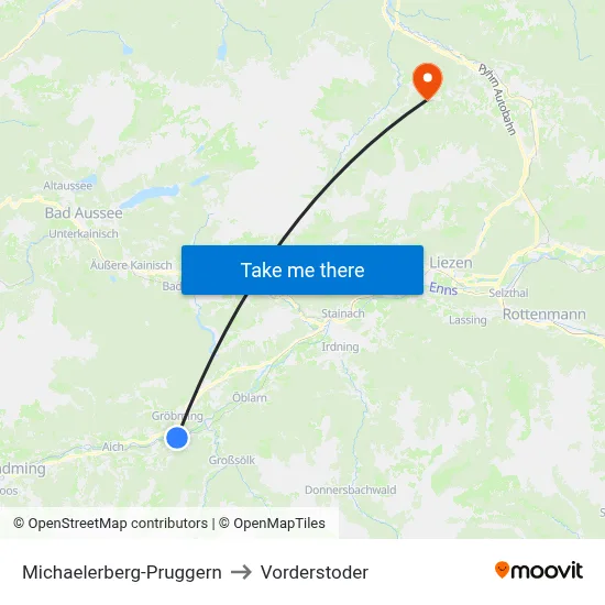 Michaelerberg-Pruggern to Vorderstoder map