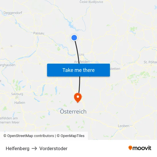 Helfenberg to Vorderstoder map