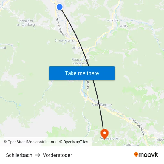 Schlierbach to Vorderstoder map