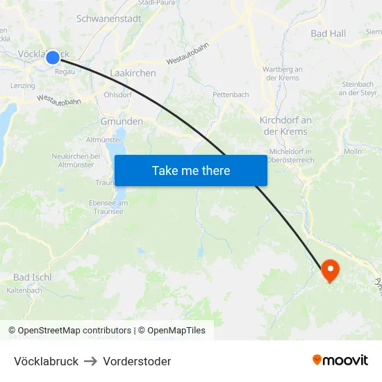 Vöcklabruck to Vorderstoder map