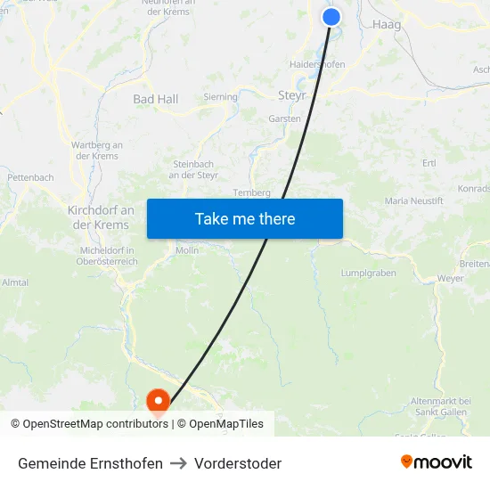 Gemeinde Ernsthofen to Vorderstoder map