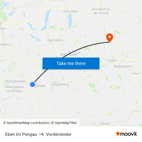 Eben Im Pongau to Vorderstoder map