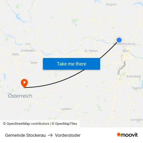 Gemeinde Stockerau to Vorderstoder map