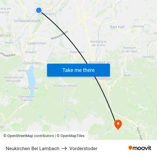 Neukirchen Bei Lambach to Vorderstoder map