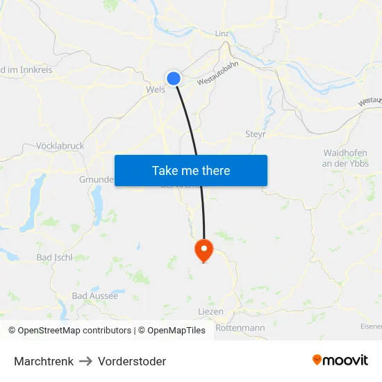 Marchtrenk to Vorderstoder map