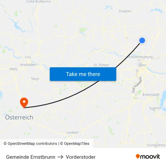 Gemeinde Ernstbrunn to Vorderstoder map
