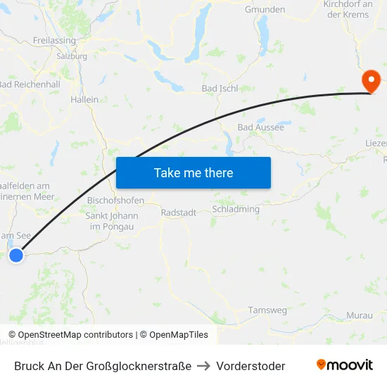 Bruck An Der Großglocknerstraße to Vorderstoder map