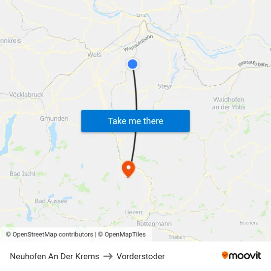 Neuhofen An Der Krems to Vorderstoder map