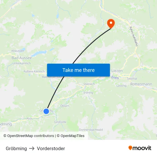 Gröbming to Vorderstoder map
