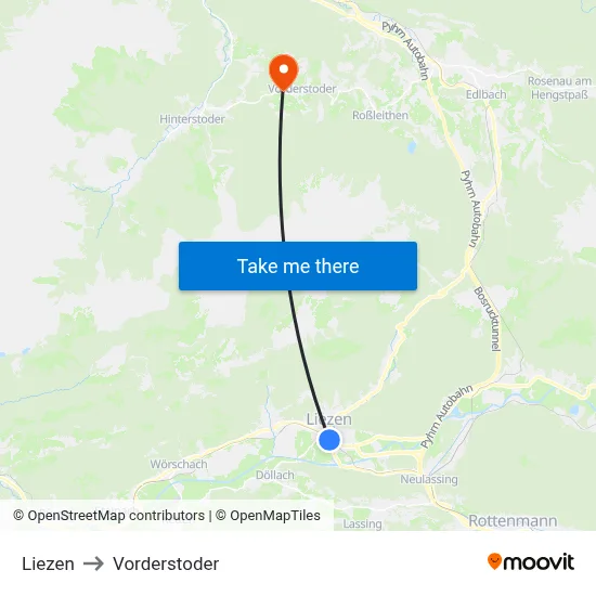 Liezen to Vorderstoder map