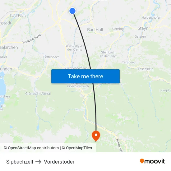 Sipbachzell to Vorderstoder map