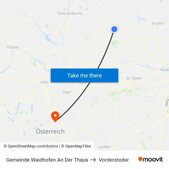 Gemeinde Waidhofen An Der Thaya to Vorderstoder map