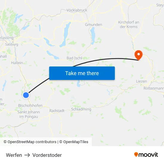 Werfen to Vorderstoder map