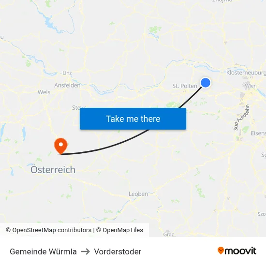 Gemeinde Würmla to Vorderstoder map
