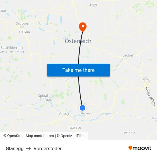 Glanegg to Vorderstoder map