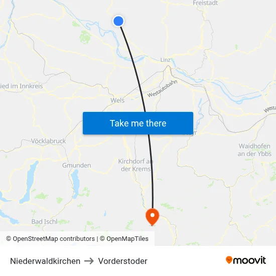 Niederwaldkirchen to Vorderstoder map