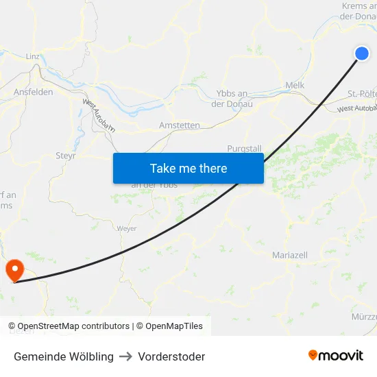 Gemeinde Wölbling to Vorderstoder map