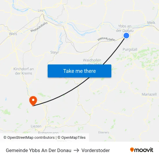Gemeinde Ybbs An Der Donau to Vorderstoder map