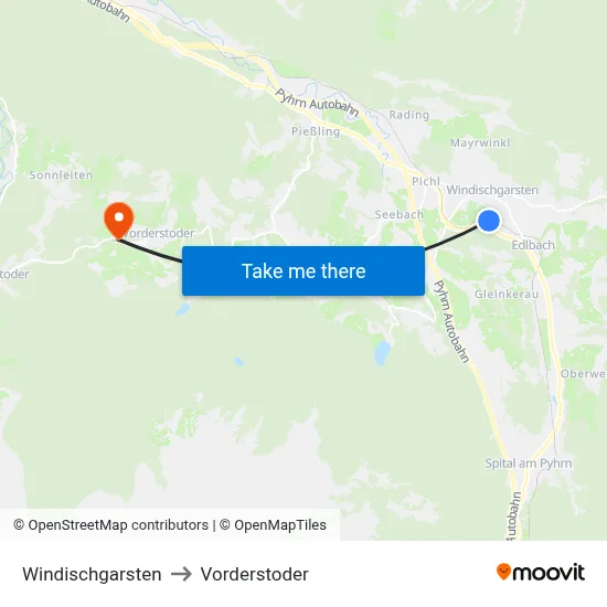 Windischgarsten to Vorderstoder map