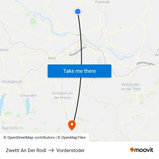 Zwettl An Der Rodl to Vorderstoder map