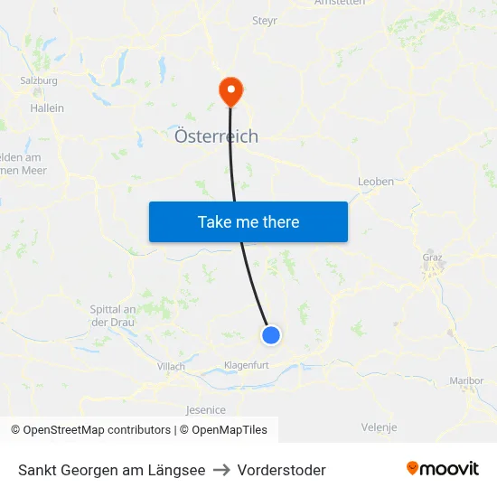 Sankt Georgen am Längsee to Vorderstoder map