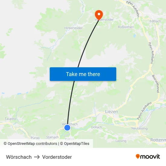 Wörschach to Vorderstoder map
