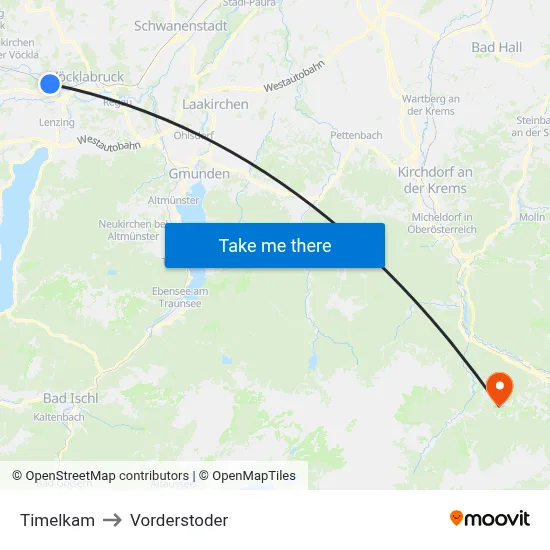 Timelkam to Vorderstoder map