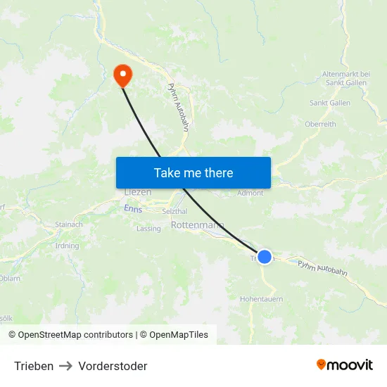 Trieben to Vorderstoder map