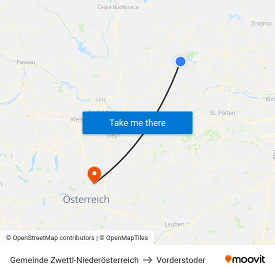 Gemeinde Zwettl-Niederösterreich to Vorderstoder map