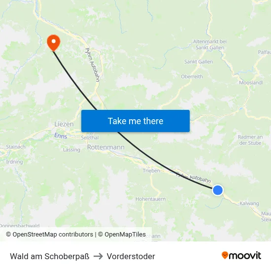 Wald am Schoberpaß to Vorderstoder map