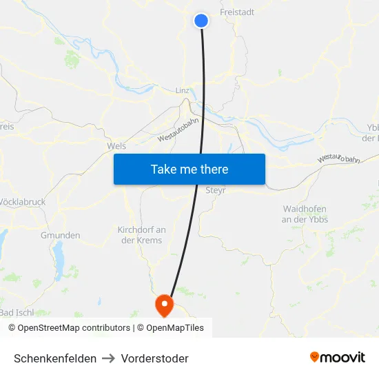 Schenkenfelden to Vorderstoder map
