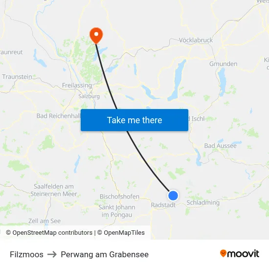 Filzmoos to Perwang am Grabensee map