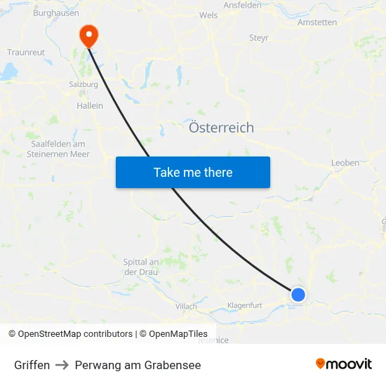 Griffen to Perwang am Grabensee map