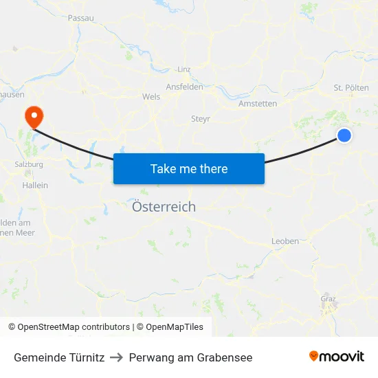 Gemeinde Türnitz to Perwang am Grabensee map