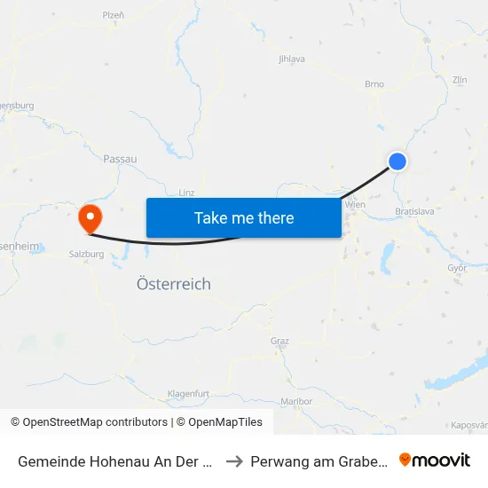 Gemeinde Hohenau An Der March to Perwang am Grabensee map
